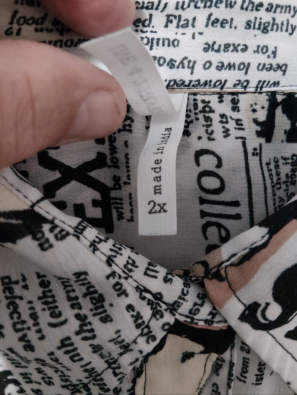 Live 4 Truth Newspaper & Animal Print Button-Front Shirt in Black, White & Brown - Picture 2 of 3